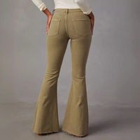 Jean évasé vintage taille haute pour femme en mélange polyester-coton délavé, coupe ajustée, vente en gros, fournisseur de stock en vrac sur mesure