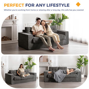 Tùy Chỉnh Không xương Sofa Ghế Màu Xám Nén 3-Chỗ Ngồi Vải Nhung Vải Sofa Giá Rẻ 3 Chỗ Ngồi Phòng Khách Vải To Thu Sàn <span class=keywords><strong>Futon</strong></span> Ghế Sofa - Product Image 4