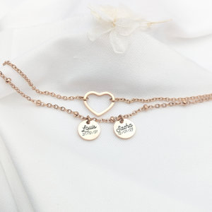 Nouvelle mode Bracelet coeur personnalisé et médaille gravée <span class=keywords><strong>cadeau</strong></span> <span class=keywords><strong>de</strong></span> fête des grands-mères bijoux maman <span class=keywords><strong>cadeau</strong></span> pour femmes - Product Image 4