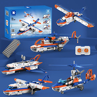 Ensemble de jouets de construction en plastique ABS en forme d'avion 5 en 1, programmable, multi-formes, jouet STEM à télécommande, cadeau