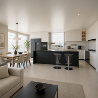 Îlot de cuisine et salle à manger intégrés de luxe moderne, mobilier sur mesure pour toute la maison, idéal pour la rénovation résidentielle et les projets immobiliers