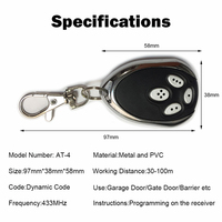 Nuevo Control Remoto ALUTECH AN-Motors AT-4 433MHz para Barrera de Acceso y Puerta de Garaje