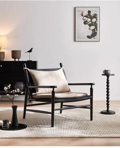 เก้าอี้พักผ่อนดีไซน์ทันสมัยหุ้มด้วยผ้าตาข่าย พร้อมที่วางแขนไม้เนื้อแข็ง ให้ความสบายหรูหรา เหมาะสำหรับห้องนั่งเล่น ห้องนอน และโรงแรม - Product Image 6