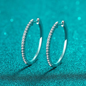 925 Sterling Silver <b>Large</b> <b>Hoop</b> Moissanite <b>Earrings</b> for Women White Gold Plated Jewelry Fine Fashion Jewelry - Product Image 3