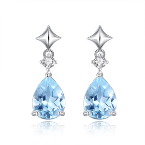 Pendientes de cristal natural con forma de gota de agua, corte pera de 7*9 mm, plata de ley 925, joyería antideslustre para mujer. - Product Image 1