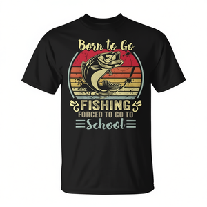 T-shirt « Born to Go Fishing Bass Fish » pour garçons et enfants, vêtements promotionnels pour les amateurs de pêche - Product Image 2