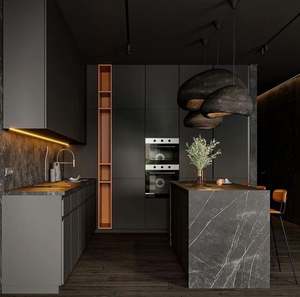 Armoire de cuisine moderne en bois sur mesure, finition laquée, nouveau design, comprend un panier de tiroir - pour les accessoires d'armoires de cuisine de la maison - Product Image 1