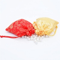 Sac à cordon en soie Satin de Style chinois 10x12cm, pochette cadeau porte-bonheur, vente en gros