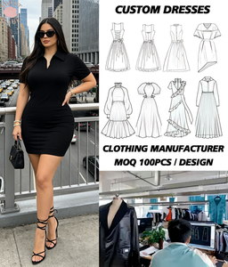 Custom Clothing Black <b>Polo</b> Neck Fitted Short Sleeve Dress- Casual American Chic for Everyday Wear - Product Image 1