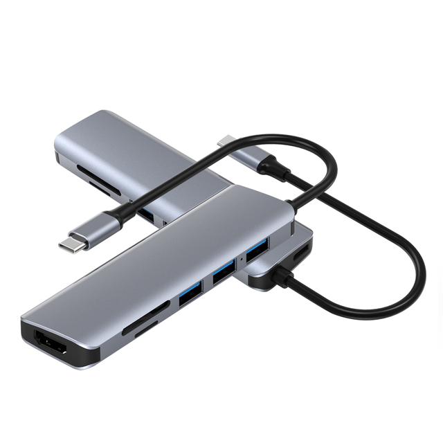 HC-75C 7 in 1 Type-c Hub Pd60w 4k Hdtv Usb3.0 5Gbps Usb-c Hub Multi Ports Docking Station