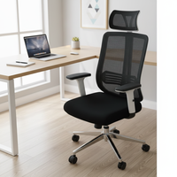 Fauteuil de bureau exécutif à dossier haut, ergonomique, réglable en hauteur, pivotant, avec cadre blanc et assise en tissu maillé, design moderne pour la maison