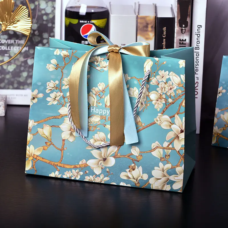 Geschenktüte Papiertüte Geschenk mit Band Hochzeitsverpackungsbox Gefälligkeiten Geburtstag Party-Tüte