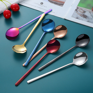 Cuchara de Acero Inoxidable 304 con Mango Largo para Café, Helado, Miel, Nido de Pájaro, Color Sólido, Lavable, para Fiestas - Product Image 2