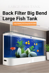 Acquario di Lusso per Soggiorno con Finiture Dorate e Ampia Visuale per Pesci Ornamentali - Product Image 3