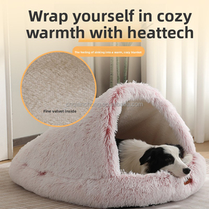 Cuccia per Cani Invernale Calda Ecologica Semi-Chiusa Rotonda Lavabile Lussuosa Soffice Peluche da Esterno con Cappuccio Letto per Animali Domestici Morbido - Product Image 3