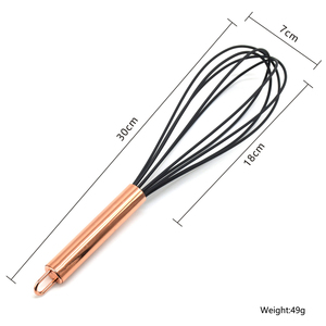 Fouets de <span class=keywords><strong>cuisine</strong></span> en <span class=keywords><strong>silicone</strong></span> et en acier inoxydable avec manche en or rose Idéal pour mélanger la farine d'œufs et le <span class=keywords><strong>fouet</strong></span> à lait - Product Image 5