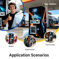 Machine à glaçons entièrement automatique avec distributeur de sacs pour paiement par carte, QR code, billets et pièces de monnaie