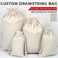 Pochette en toile de coton écologique avec cordon de serrage, sacs en coton imprimés sur mesure pour l'emballage, sac de rangement réutilisable, vente en gros, logo personnalisé