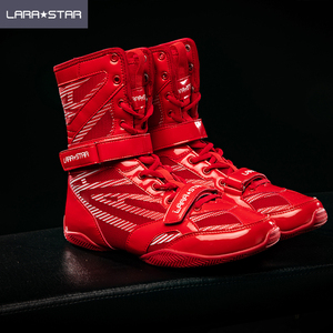 LS0099 stivali da boxe da palestra per allenamento professionale in pelle lunga stile scarpe da boxe ad alta caviglia - Product Image 6