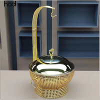 Chauffe-plats Pot de nourriture chauffé à l'alcool en acier inoxydable doré 8l Marmite ronde chauffe-plats ensemble de buffet chauffe-plats marmite chaude chauffe-plats