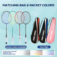 Raquette de badminton professionnelle personnalisée de haute qualité, tissée en PU, en fibre de carbone, légère, haute rigidité, haute tension, fabricant OEM