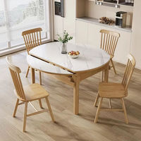 Ensemble de table à manger en bois massif Rock Plate pour 6 personnes, pour la maison et les restaurants, design scandinave, meubles de salle à manger pliables