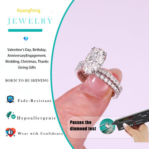 แหวนมอสซาไนต์ทรงรี 5.38 กะรัต พร้อมวงแหวนแบบ Eternity ตัวเรือนเงินแท้ 925 ของขวัญเครื่องประดับสำหรับผู้หญิง - Product Image 2