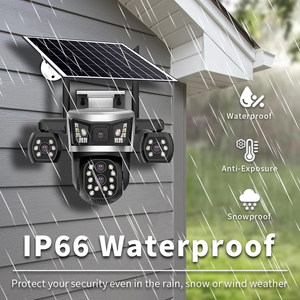 กล้องวงจรปิด 4 เลนส์ 4G พลังงานแสงอาทิตย์ สำหรับภายนอกอาคาร กันน้ำ ซูม 10 เท่า กล้องสมาร์ทโฮมไร้สาย PTZ ควบคุมระยะไกล ตรวจจับความเคลื่อนไหว - Product Image 4