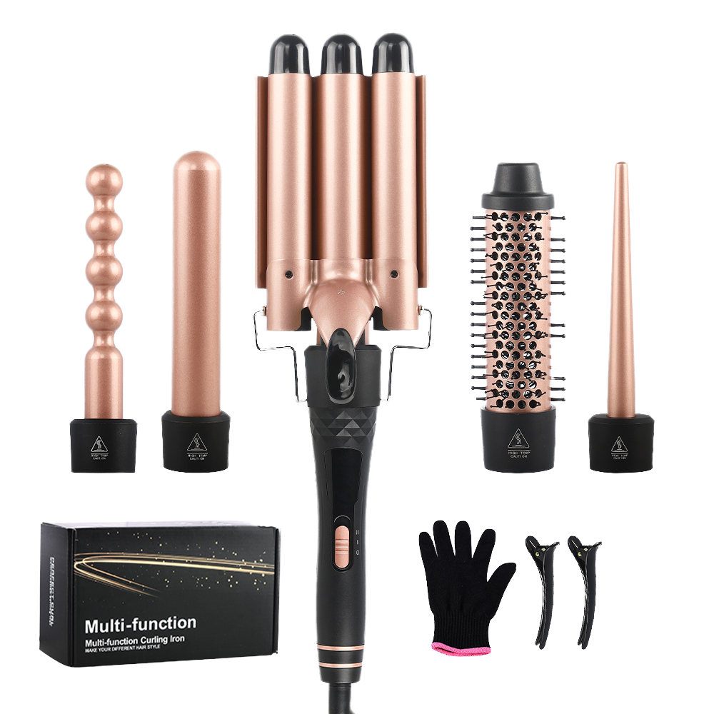 Professional Grade 5 In 1 Interchangeable Hair Curler PTC Aluminum Interchangeable Plates ODM For Hair Styling School Training