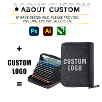 Dompet Kartu Bisnis Anti Maling Kapasitas Besar dengan Resleting, Custom Logo, Unisex, Portabel, Grosir