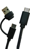 Cable de Datos 2 en 1 para Teléfono Móvil, USB A/C Macho a Tipo C Macho, Cable de Carga Rápida, Conductor de Cobre Puro para Impresora de Computadora