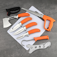 Ensemble de 9 couteaux de chasse et de camping en acier inoxydable avec boîte en plastique, ensemble de couteaux tactiques de chasse tranchants
