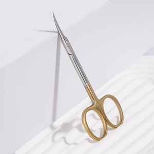 Tijeras puntiagudas de hoja curva ultrafina con mango dorado, pinza para cutículas de uñas de 11,5 cm, grado médico profesional - Product Image 5