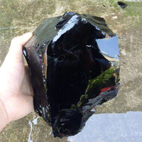 Obsidian batu kasar obsidian alami kualitas tinggi batu mentah obsidian hitam