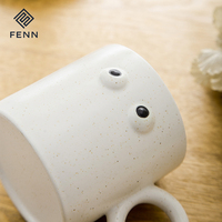 Mug à café en céramique FENN Funny Eye, Mug fantaisie en grès moucheté avec yeux 3D en relief et anse annulaire, Vente en gros, Logo personnalisé