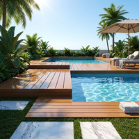 Revêtement de terrasse en WPC durable à effet 3D gaufré, résistant à la décoloration, pour terrasse extérieure et jardin