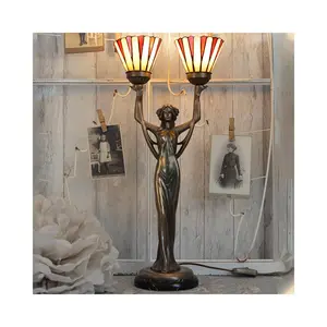 손 개척 빈티지 청동 여자 램프 빛 조각 실내 골동품 주조 청동 동상 들고 램프 판매