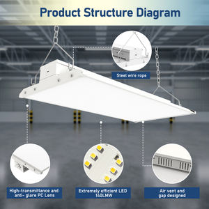 Stock USA 110W pour lampe de baie haute linéaire avec 3 puissances et 3 CCT réglables, éclairage d'entrepôt DLC certifié, garantie de 5 ans - Product Image 4