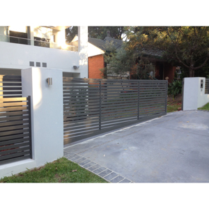 Clôture <span class=keywords><strong>en</strong></span> aluminium noir, lames horizontales <span class=keywords><strong>en</strong></span> aluminium, clôture de <span class=keywords><strong>jardin</strong></span> <span class=keywords><strong>en</strong></span> métal, panneaux de clôture, poteaux, clôture d'intimité <span class=keywords><strong>en</strong></span> aluminium - Product Image 2