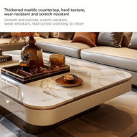 Table basse/thé moderne de luxe artisanale avec plateau en marbre microcristallin, montage facile, table console pour salon