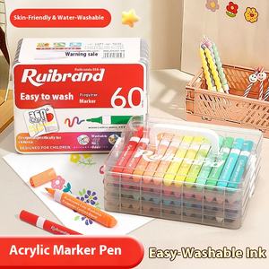 120 couleur <span class=keywords><strong>facile</strong></span> lavable acrylique Art marqueur enfants Non toxique <span class=keywords><strong>aquarelle</strong></span> stylo ensemble double face écriture Triangle bâton pinceau - Product Image 4