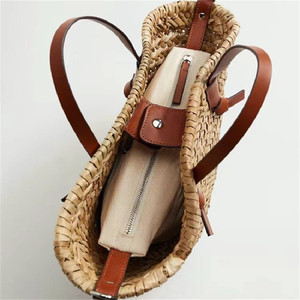 Bãi biển túi nhiệt đới Nâu Vai Ví lớn màu be <span class=keywords><strong>Checkers</strong></span> carton mây túi móc Tote pháp dệt kim hải lý tự nhiên - Product Image 2