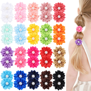Para <span class=keywords><strong>Amazon</strong></span> New 1,6 inch Kids 'Flower Imitation Pearl Elastic Hair Band Cola <span class=keywords><strong>de</strong></span> caballo Hair Tie & Petal Hair Rope 4018 - Product Image 1