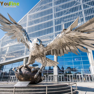 Escultura <span class=keywords><strong>de</strong></span> Águila <span class=keywords><strong>de</strong></span> <span class=keywords><strong>Acero</strong></span> Inoxidable para Jardín, Espejo Exterior Grande - Product Image 2