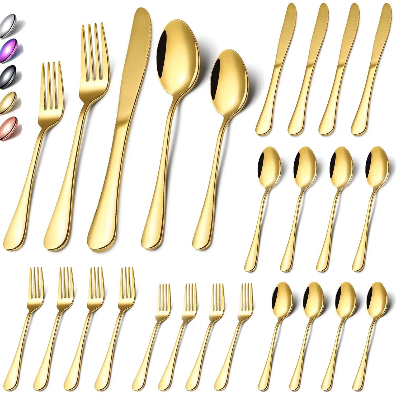 Wholesale High Quality 18/10 Stainless Steel Gold Plated Wedding Restaurant Cutlery Sets Silverware Flatware Set