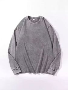 Nouveau Sweat-shirt Unisexe Oversize en Coton Lavé Effet Vieilli, Pull Ample Noir à Manches Longues pour Homme et Garçon - Product Image 5