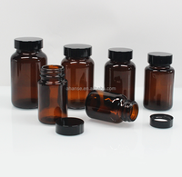 100ml 200ml 250ml rond ambre pilule capsule de qualité alimentaire comprimés bouteille en verre avec bouchon à vis noir pour enfants