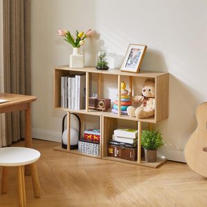 Aibiju - Mesa Auxiliar Estrecha en Forma de S, Estantería Geométrica con 2 Estantes, Almacenamiento Abierto sin Respaldo para Espacios Pequeños, Sala de Estar, Dormitorio - Product Image 2