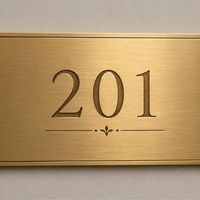 Plaque de numéro de maison personnalisée en laiton gravé, résistante à l'eau, avec éclairage intégré pour hôtels et bureaux - Vis de fixation incluses