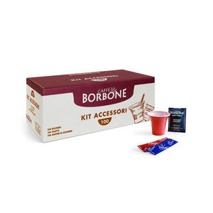 Kit Accessori per Caffè e Tè BORBONE con 100 Bicchieri, 100 Mescolatori, 100 Zuccherini - Product Image 1